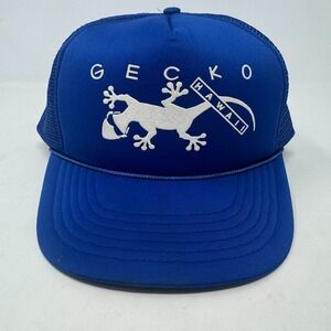Vintage Gecko Hawaii‎ Hat Cap Lizard Blue Adjustable Snapback 90s